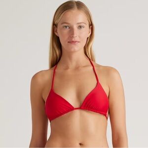 NWT QUINCE Italian Triangle Bikini Top Cherry Red